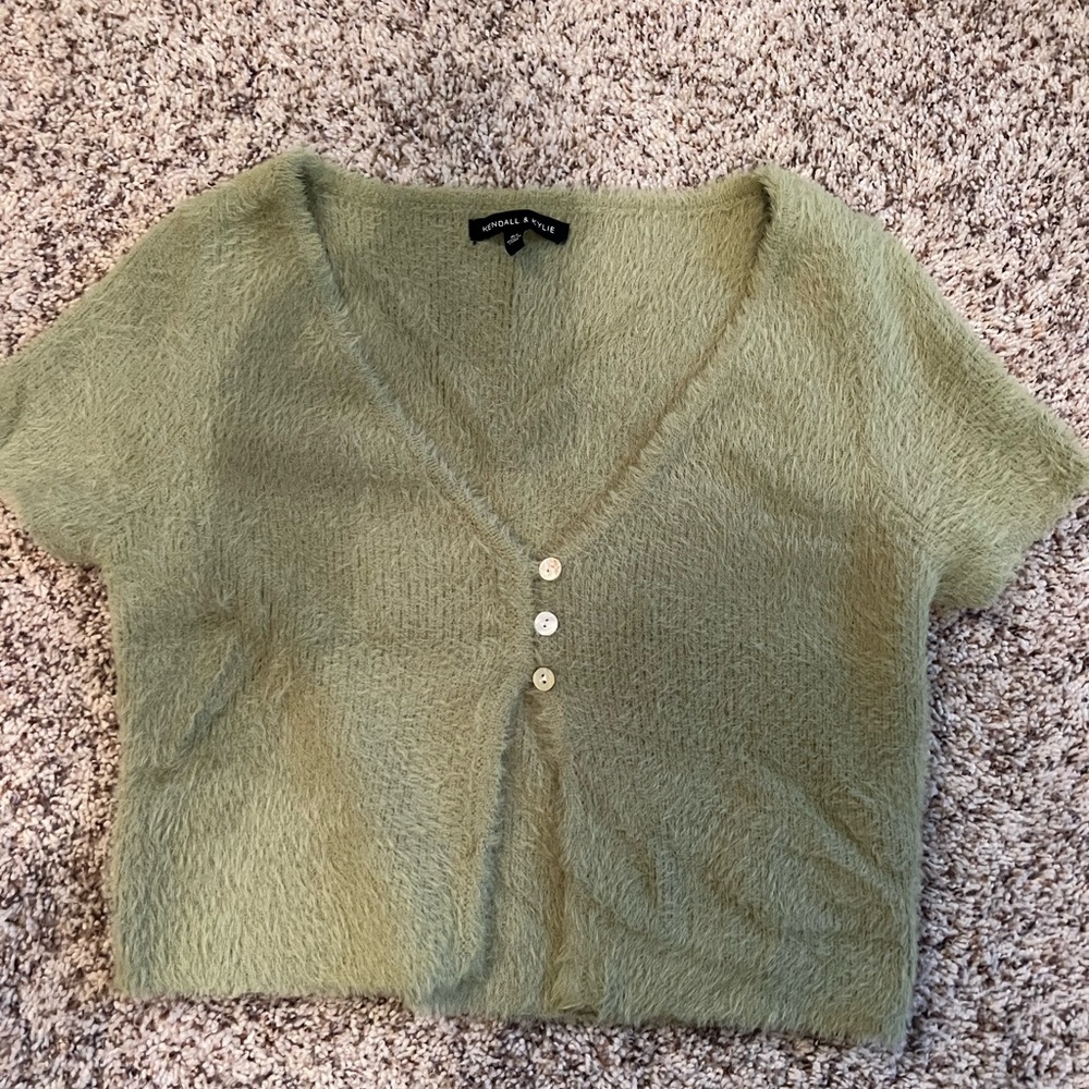 Kendall and Kylie medium green crop top